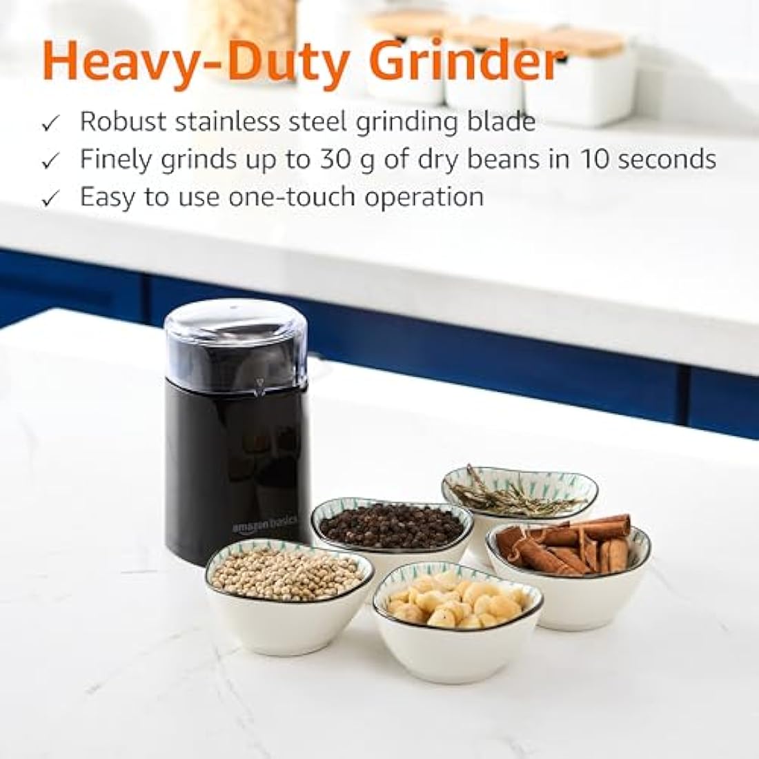 Amazon Basics Electric Coffee Bean Grinder, Black