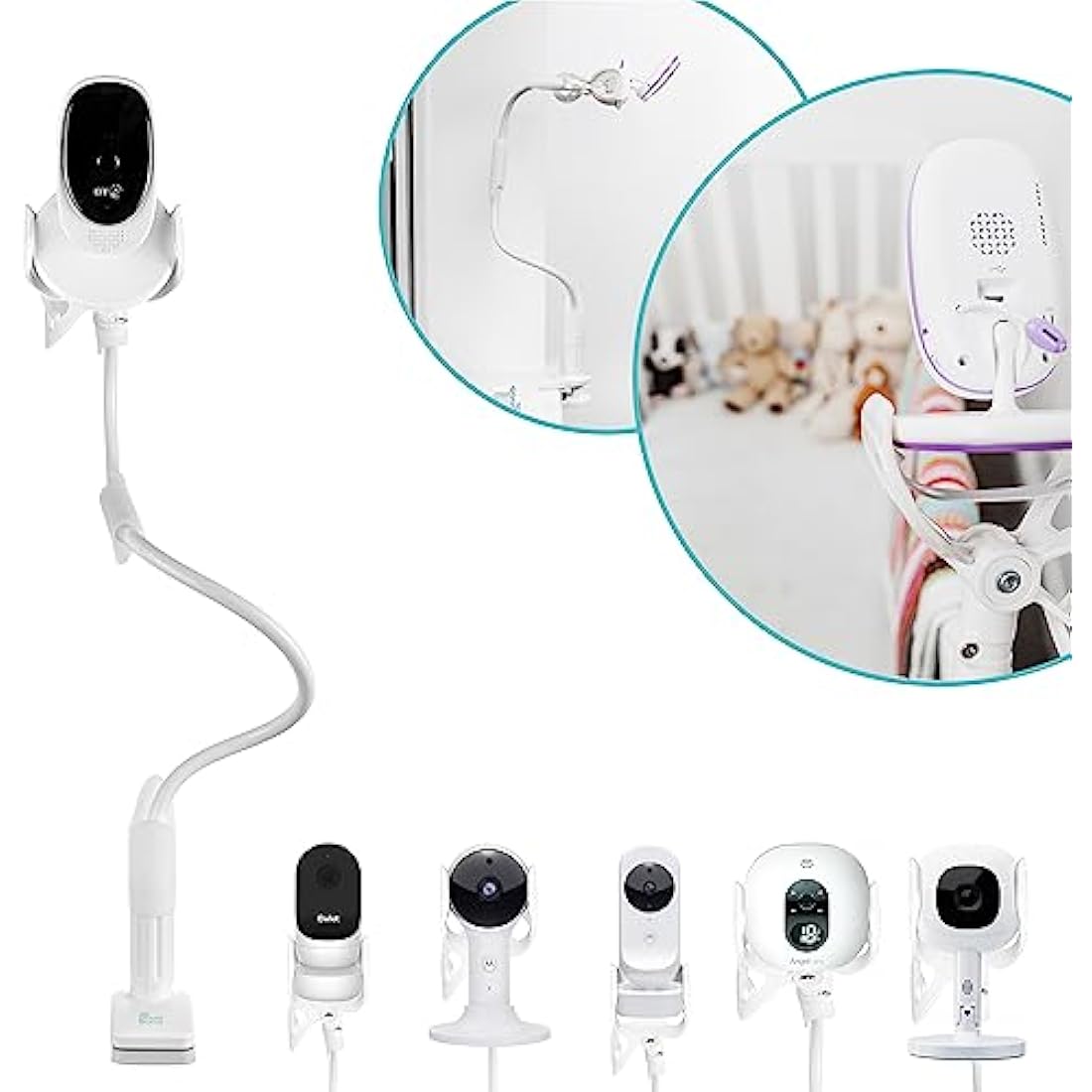 Flexi Twist | Universal Baby Monitor Holder | Secure with Straps & Clamp to Furniture | No Drilling Required | Flexible Baby Camera Mount | Baby Monitor Shelf Parent