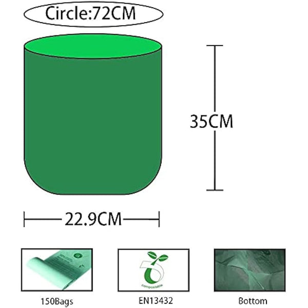 150 Bags Compost Bin Liners 6L 8L 10L 30L Kitchen Waste Bags 100% Biodegradable Bags with EN13432 Certification (6L)