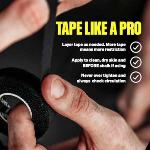 SPORTTAPE Box of 24 Rolls Zinc Oxide Finger Tape - Black - 1.25cm x 10m | for Jiu Jitsu, Bouldering, Rock Climbing, BJJ, Crossfit, Rowing, Climbing & Golf (12 Packs of 2 Rolls)