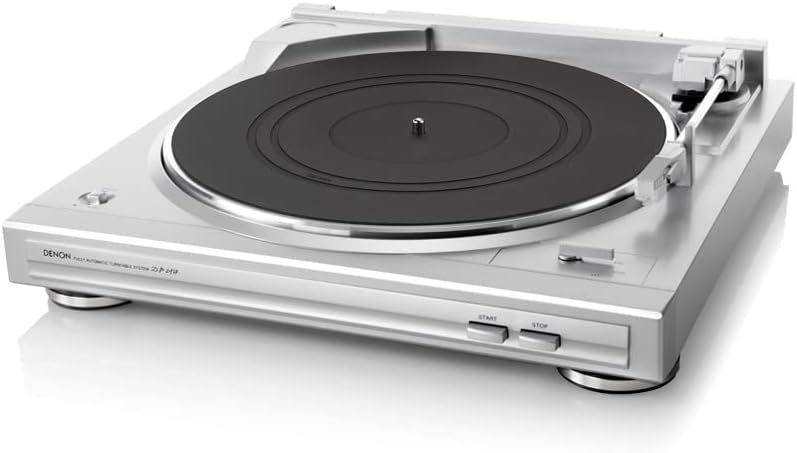 Denon DP-29F Record Player for Vinyl, 33/45 RPM Turntable, MP3/WAV, Built-in Phono Equalizer, Removable Dust Cover, MM Cartridge, MC Compatible - Silver
