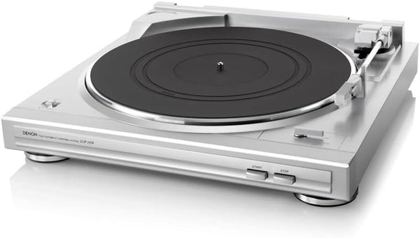 Denon DP-29F Record Player for Vinyl, 33/45 RPM Turntable, MP3/WAV, Built-in Phono Equalizer, Removable Dust Cover, MM Cartridge, MC Compatible - Silver