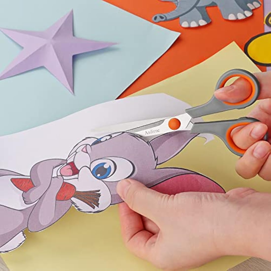 Asdirne Stainless Steel Scissors, Modern Style, Soft Grip Handle, 4 Pcs Pack - Orange