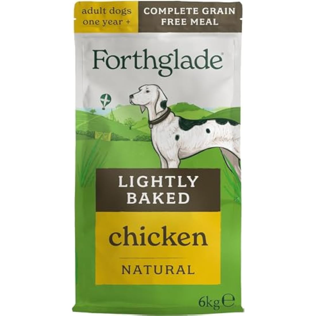 Forthglade Dry Dog Food, Lightly Baked, (6kg Resealable Bag), Adult Dogs, Chicken with Sweet Potato, Grain Free Dog Food with 50% Single Source Protein, Complete & Balanced Hypoallergenic Dog Food