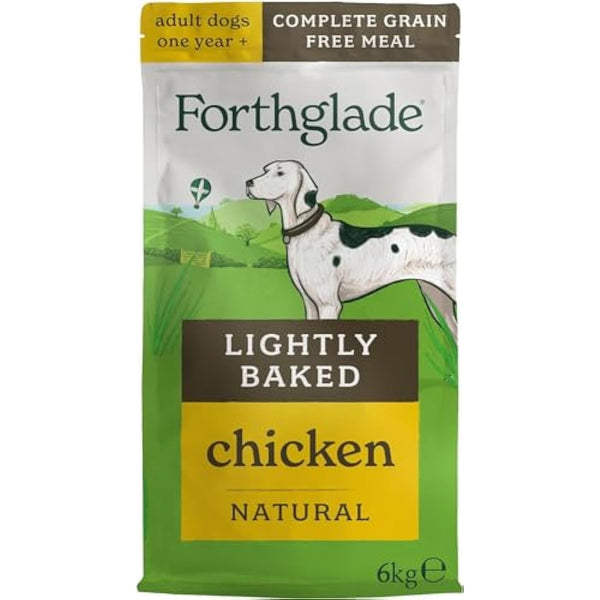 Forthglade Dry Dog Food, Lightly Baked, (6kg Resealable Bag), Adult Dogs, Chicken with Sweet Potato, Grain Free Dog Food with 50% Single Source Protein, Complete & Balanced Hypoallergenic Dog Food