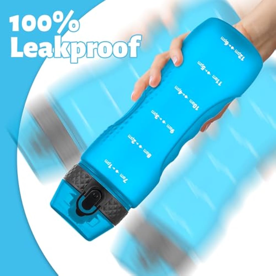 OLDLEY 750ml/25oz Water Bottles with Straw BPA Free Tritan Water Bottles for Gym School Sports Travel Leakproof Time Markings Drink Bottles Reusable Hydrate for Adult Kids Women Men(Blue, 1 Lid)