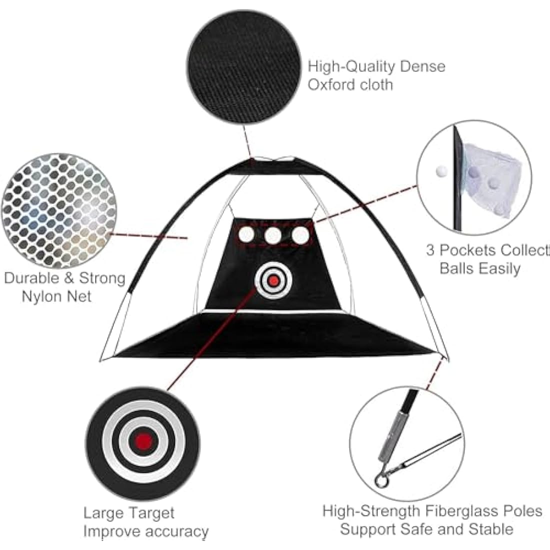 Golf Practice Net 10×7×6 ft (3×2.1×1.8 m) with Tri-Turf Mat – Indoor & Outdoor Golf Hitting Net for Backyard Driving, Chipping, Swing Training – Includes Target, Balls, Tee & Carry Bag