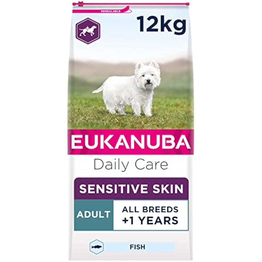 Eukanuba Sensitive Skin Hypoallergenic Complete Dry Dog Food for Adult Dogs with Fish 12 kg