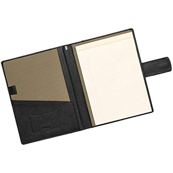 Document Holder in 100% Genuine Full Grain Hammered Leather - Handmade by Expert craftspeople - Spacious and Safe, Perfect for Meetings and Lessons - with Magnetic Closure - Black