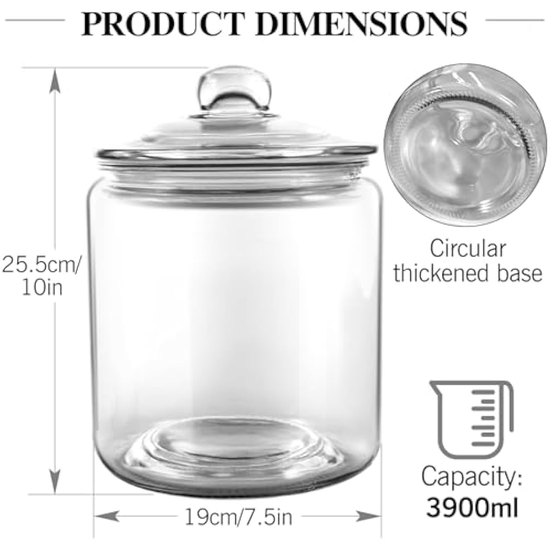 MASTERTOP Biscuit Jars, Set of 2 Glass Storage Jar with Airtight Lid, 3.9L Cookie Jar Sweet Jars with 15pcs Storage Bags, Clear Glass Container for Coffee, Sugar, Pickle, Oats, Flour, Pods