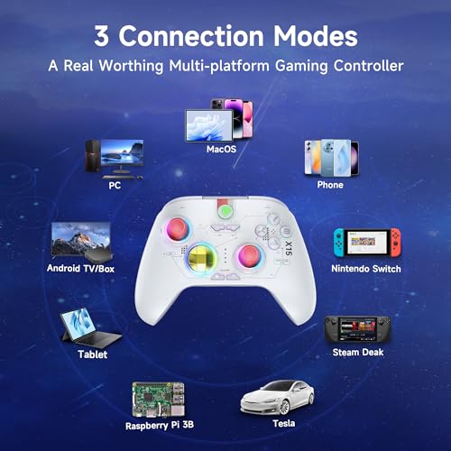 EasySMX X15 Wireless PC Controller with Hall Triggers, Hall Joysticks, Enhanced Bluetooth Game Controller,No Drift No Deadzone effect, Compatible with Windows PC, Android, Steam and Switch