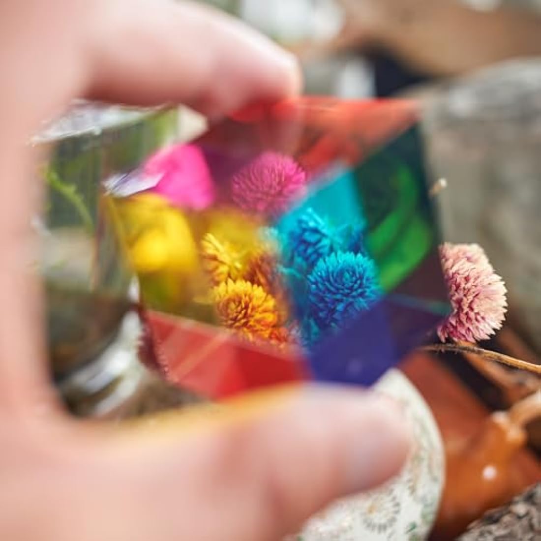 ECBANLI CMY Colour Cube, CMYcube 1.6 inch (40mm) RGB Dispersion Crystal Optical Acrylic Prism for Physics Teaching Photography Desktop Decor