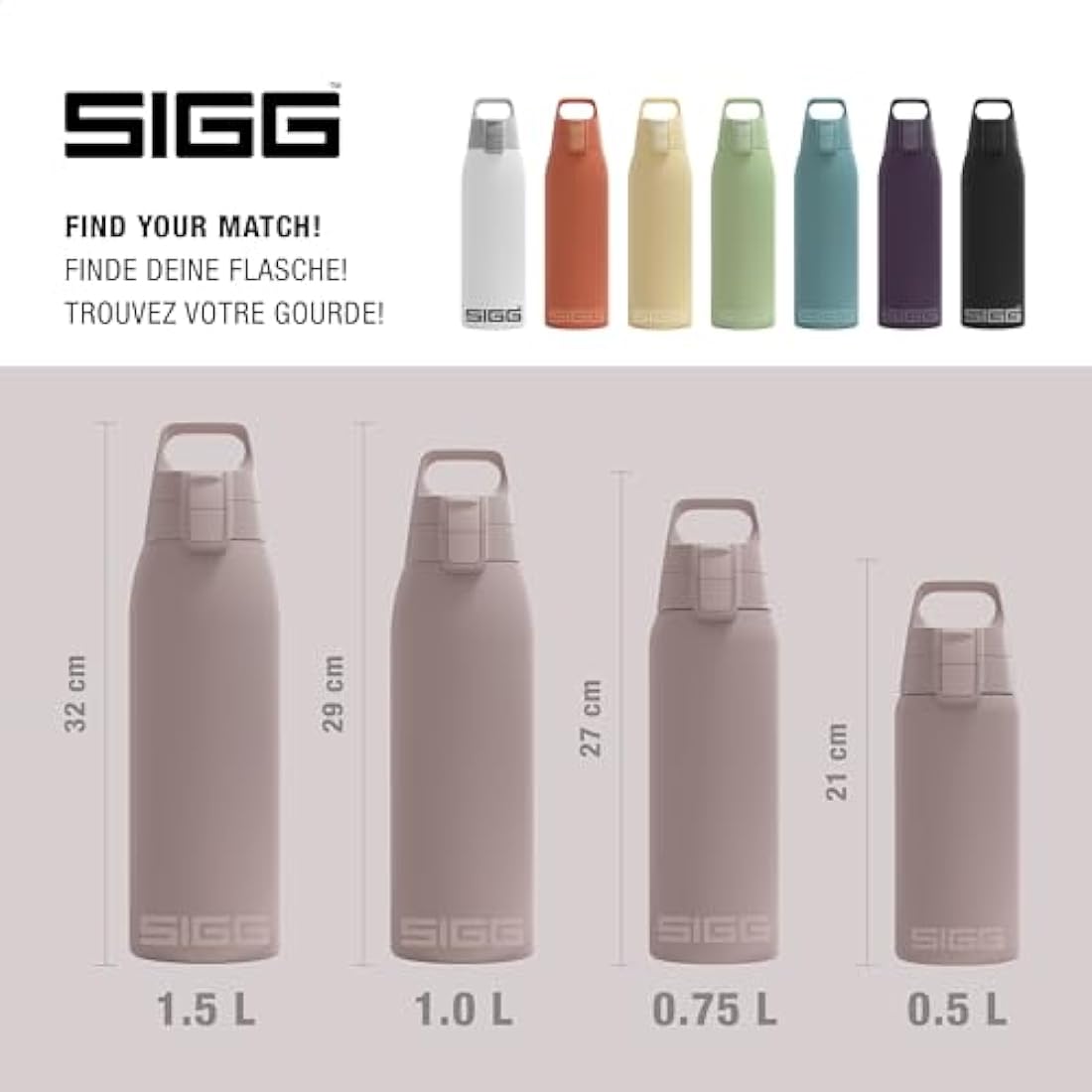 SIGG - Insulated Water Bottle - Shield Therm One - Suitable for Carbonated Beverages - Leakproof - Dishwasher Safe - BPA Free - 90% Recycled Stainless Steel - 0,5L / 0,75L / 1L