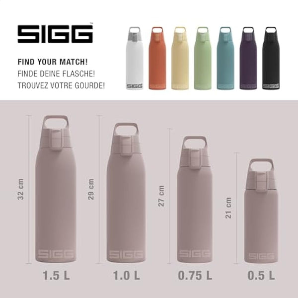 SIGG - Insulated Water Bottle - Shield Therm One - Suitable for Carbonated Beverages - Leakproof - Dishwasher Safe - BPA Free - 90% Recycled Stainless Steel - 0,5L / 0,75L / 1L