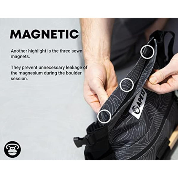 APE13® Chalkbag Boulder Set Consisting of Chalk Bag, Boulder Brush, Chalk (as Set & Single) - Perfect Bouldering Gift and Enough Space for Boulder Accessories