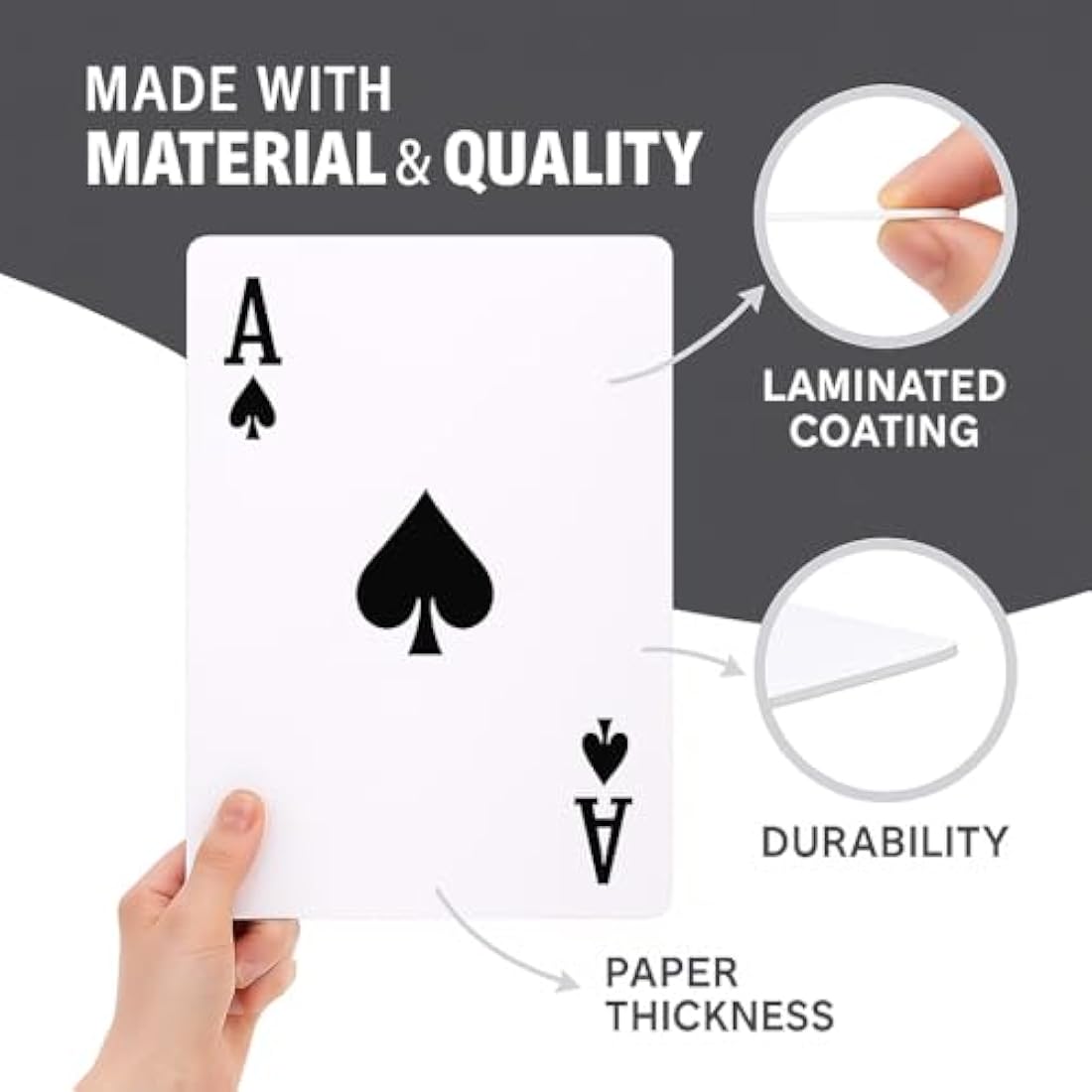 GrassVillage Jumbo A4 Playing Cards – Giant 28cm x 20cm Plastic Coated, Water Resistant Deck for Family Party Games, BBQs, Garden, Indoor & Outdoor Fun, Christmas & Events