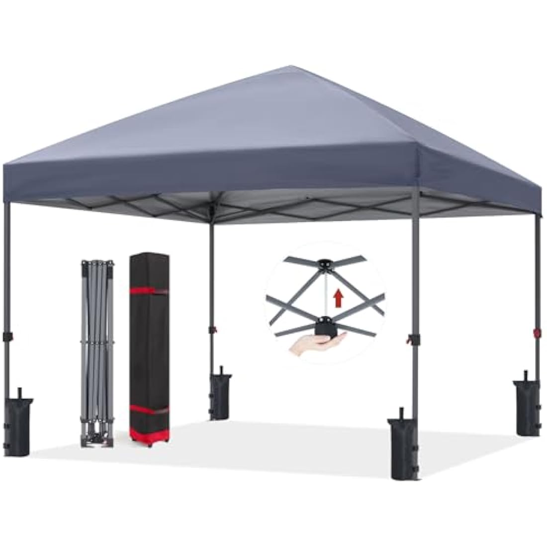 ABCCANOPY 2.5x2.5M Pop Up Gazebo Commercial Gazebo With Upgraded Roller Bag, 4 Weight Bags, Stakes and Ropes (Grey)