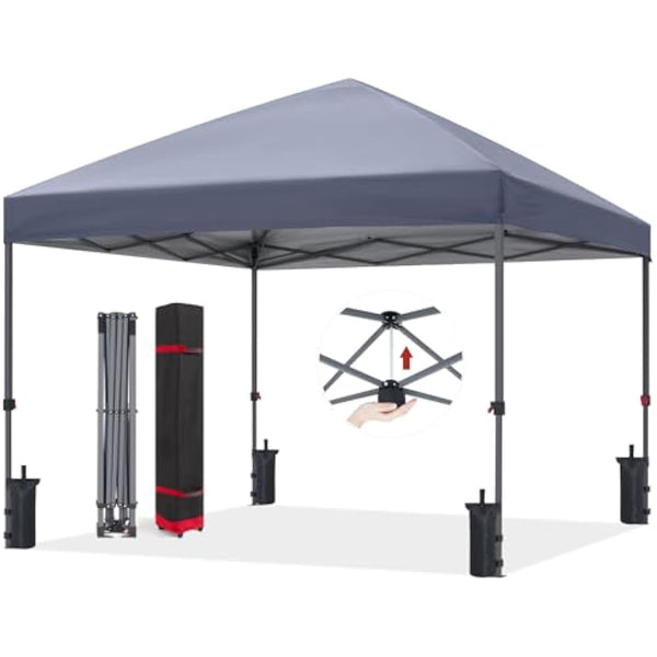 ABCCANOPY 3x3M Pop Up Gazebo Commercial Gazebo With Upgraded Roller Bag, 4 Weight Bags, Stakes and Ropes (Grey)
