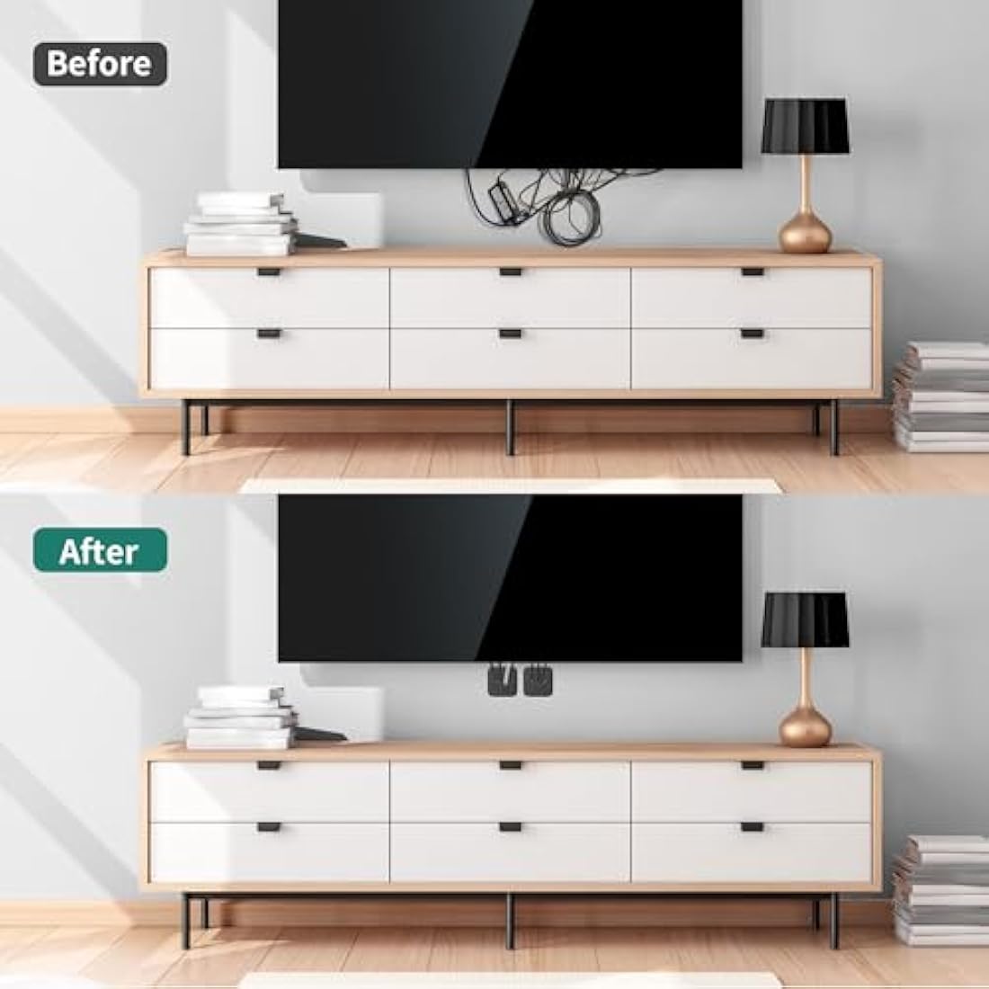 HomeMount TV Wire Concealer - Wall Cable Cover & In-Wall Cable Management Kit, Hide TV Wires Seamlessly, Cable Hiding System for Mounted TVs (White)