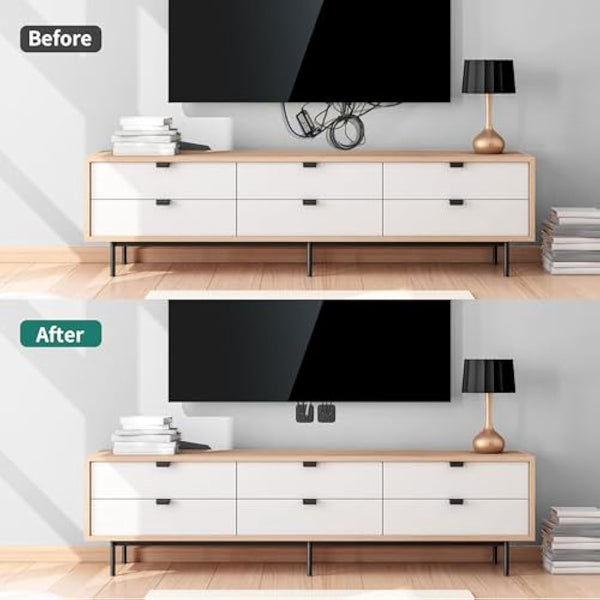 HomeMount TV Wire Concealer - Wall Cable Cover & In-Wall Cable Management Kit, Hide TV Wires Seamlessly, Cable Hiding System for Mounted TVs (White)