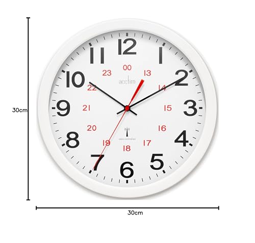 Acctim Wall Clock Radio Controlled 30cm White 74172, 30cm x 30 cm