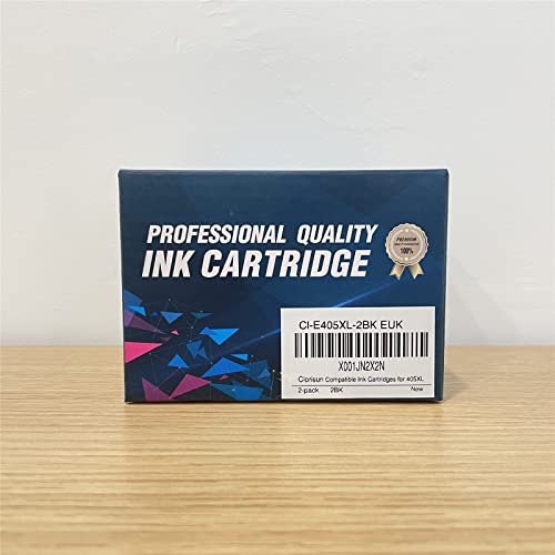 Clorisun 405XL Black Ink Cartridges for Epson 405XL 405 XL Ink for Epson Workforce Pro WF-4820DWF WF-3820 WF-7310 WF-7840DTWF WF-4830DTWF WF-3825DWF WF-4825DWF WF-7835DTWF Printer(2 Black)