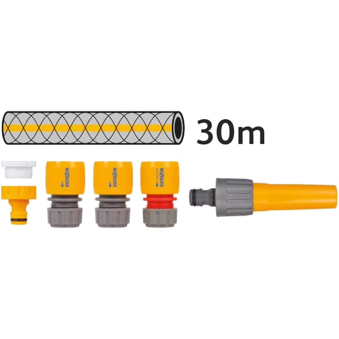 HOZELOCK - Cart Reel Plus 30m (ø 12.5mm) Assembled : Max Capacity 60m, 1-piece Rewind Handle, Sturdy Frame for General Use, Supplied Assembled with 30m Hose, 1 Nozzle and Fittings Included [2434R0000]