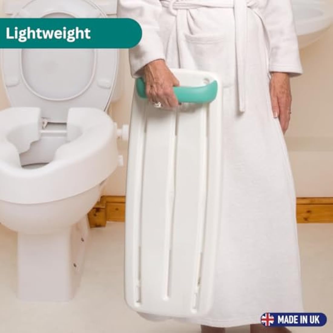 Helping Hand Kingfisher White Plastic Bath Board with Handle. Bath Board for Elderly and Disabled Users. Adjustable to Fit 16"-24" Width Baths. 200kg / 31 Stone Weight Limit