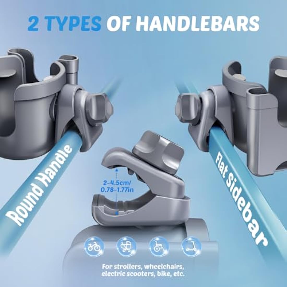 Guiseapue Pram Cup Holder: Universal Drink Coffee Cup Holder with Phone Holder Organiser for Stroller, Pushchair, Buggy, Bike, Wheelchair, Walker, Baby Essentials for Newborn, Gifts for Women, Mom