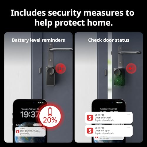SwitchBot WiFi Smart Lock Pro with Touchscreen Keypad, Fingerprint Door Lock, Smart Door Lock, Fits Your Existing Euro Profile Cylinder, IP65 Weatherproof, Supports Matter, Alexa, Google, IFTTT