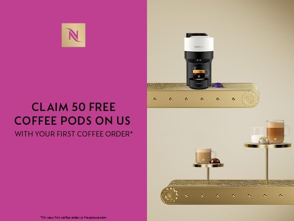 Nespresso Coffee Machine Barista Bundle includes Vertuo Pop White by Krups, Milk Frother, 2x Mugs, 2 x spoons, Melozio coffee pods & Chiaro coffee pods