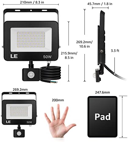 Lepro 50W Security Lights Outdoor Motion Sensor, 4200 Lumens PIR Sensor Security Light, Super Bright, Ultra Thin, Water-Resistant Flood Light for Garden, Patio, Backyard, Rooftop and More