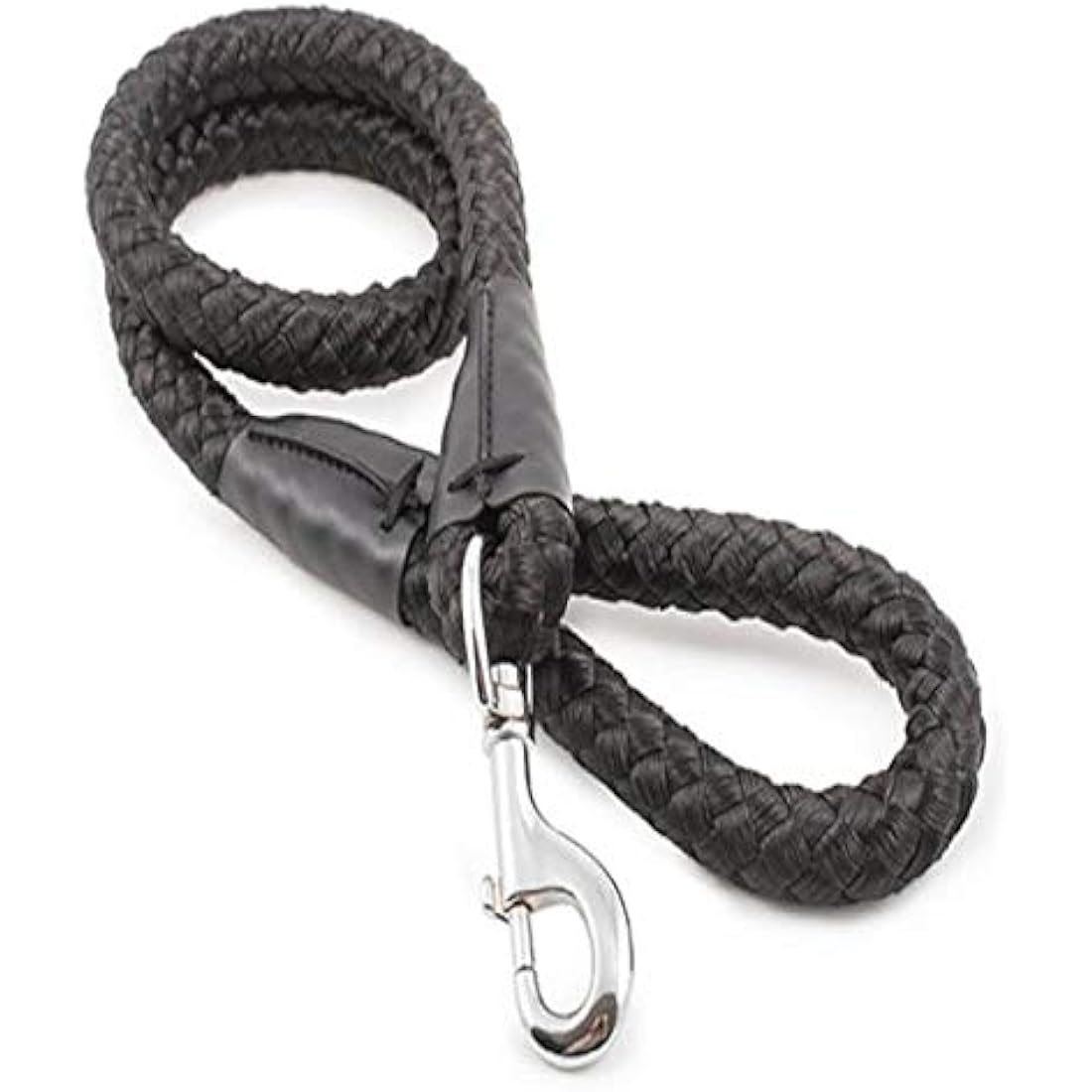 Ancol Super Rope Dog Lead in Black - Weatherproof Nylon Diamond Weave Pet Accessory - Puppy Walking Leash - 1.07m x 20mm