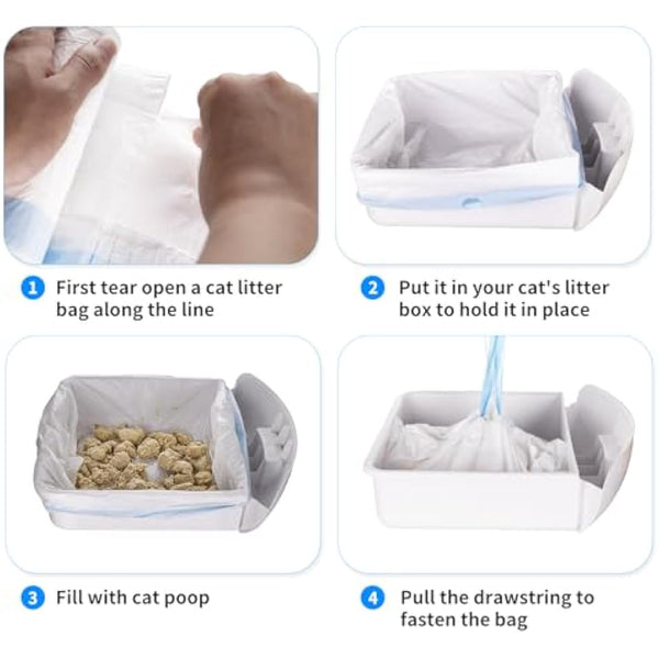 120 Count Extra Large Cat Litter Box Liners, Cat Litter Waste Receptacles Bags for Cleanpethome Self-Cleaning Cat Litter Box