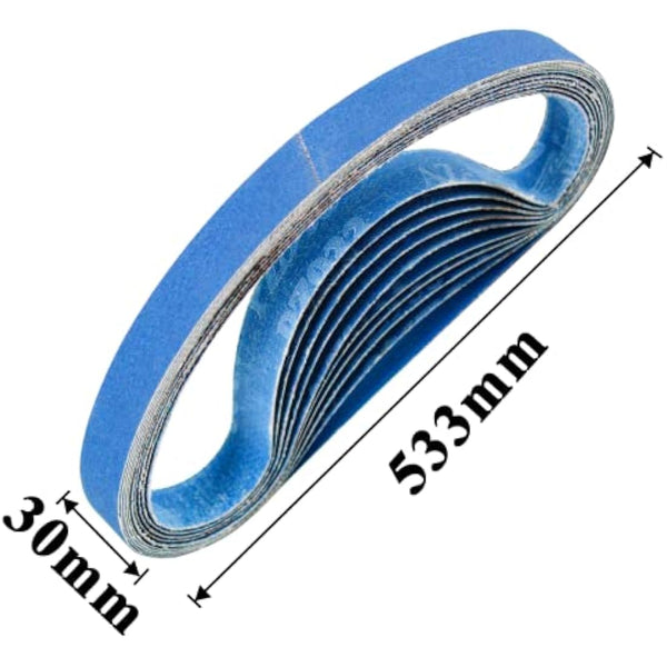 FEIHU Metal sanding belts 30 x 533 mm. Each 5 x Grit 60/80/100/120/240/320 for Belt Sanders,Power File Sandpaper Sanding Belts Set of 30