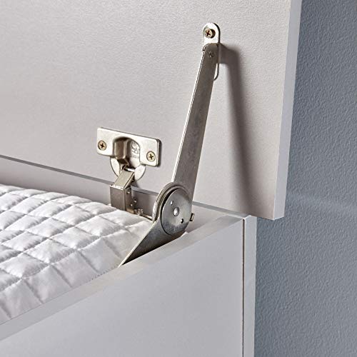 Home Source Ottoman Storage Chest Grey Toy Chest Bedding or Blanket Box Large Wooden (Grey)