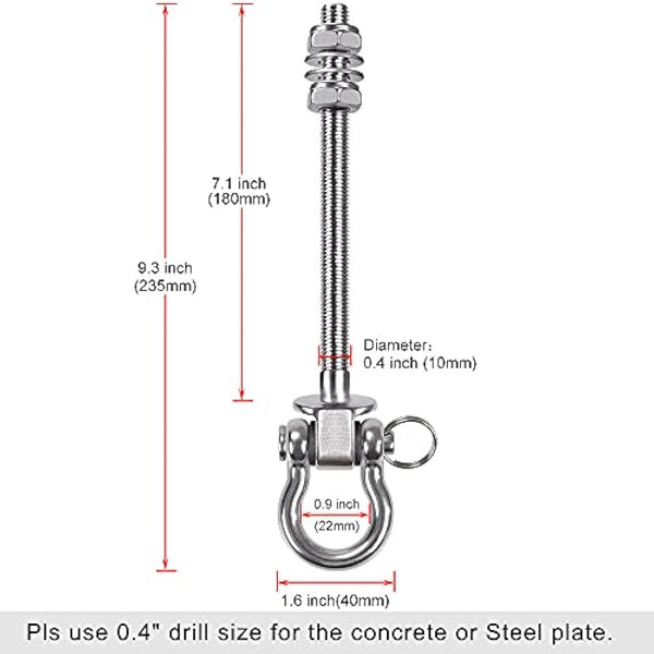 SELEWARE Antirust 304 Stainless Steel Swing Hammock Bolts, Swing Hangers Heavy Duty Hammock Hooks for Wood and Steel Beam Hammock, Porch Seat, Chair, Swing, Yoga (9.3"(235mm) Set of 6