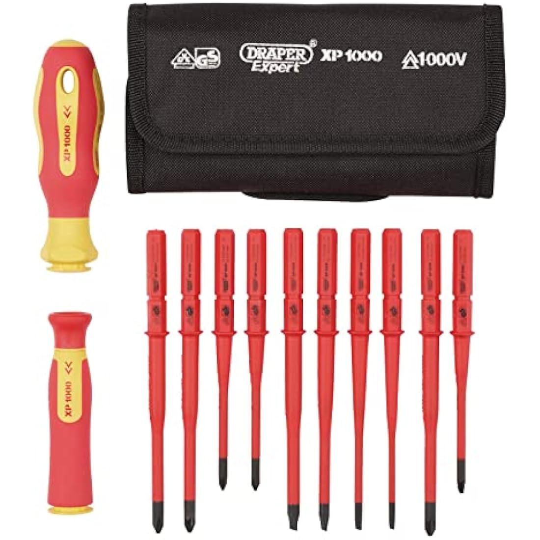 Draper 12 Piece Interchangeable Screwdriver Set | XP1000 Extra Slim | Portable Set with Case | 70867