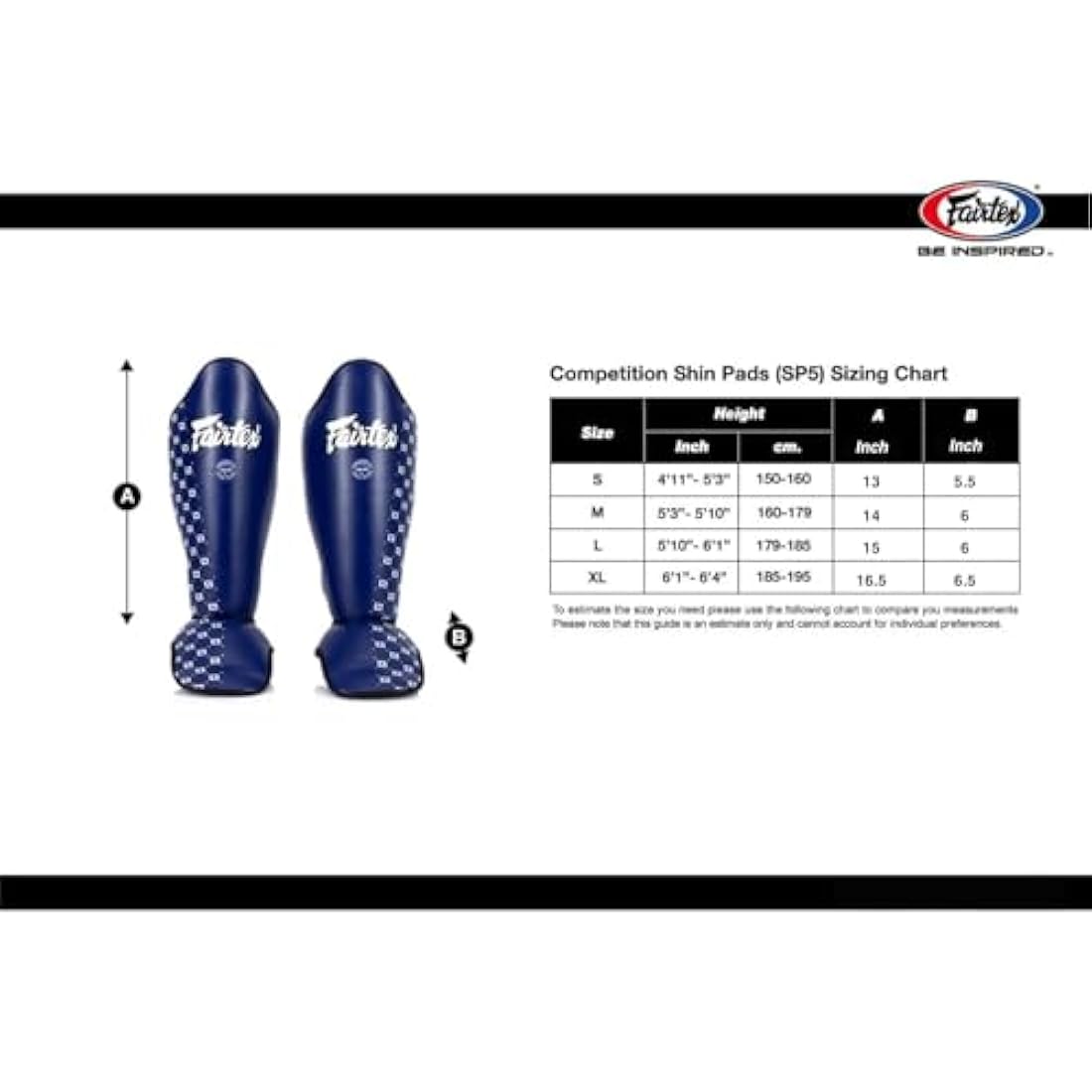 Fairtex Competition Muay Thai Shin Guards, SP5 - Black, Blue, Yellow