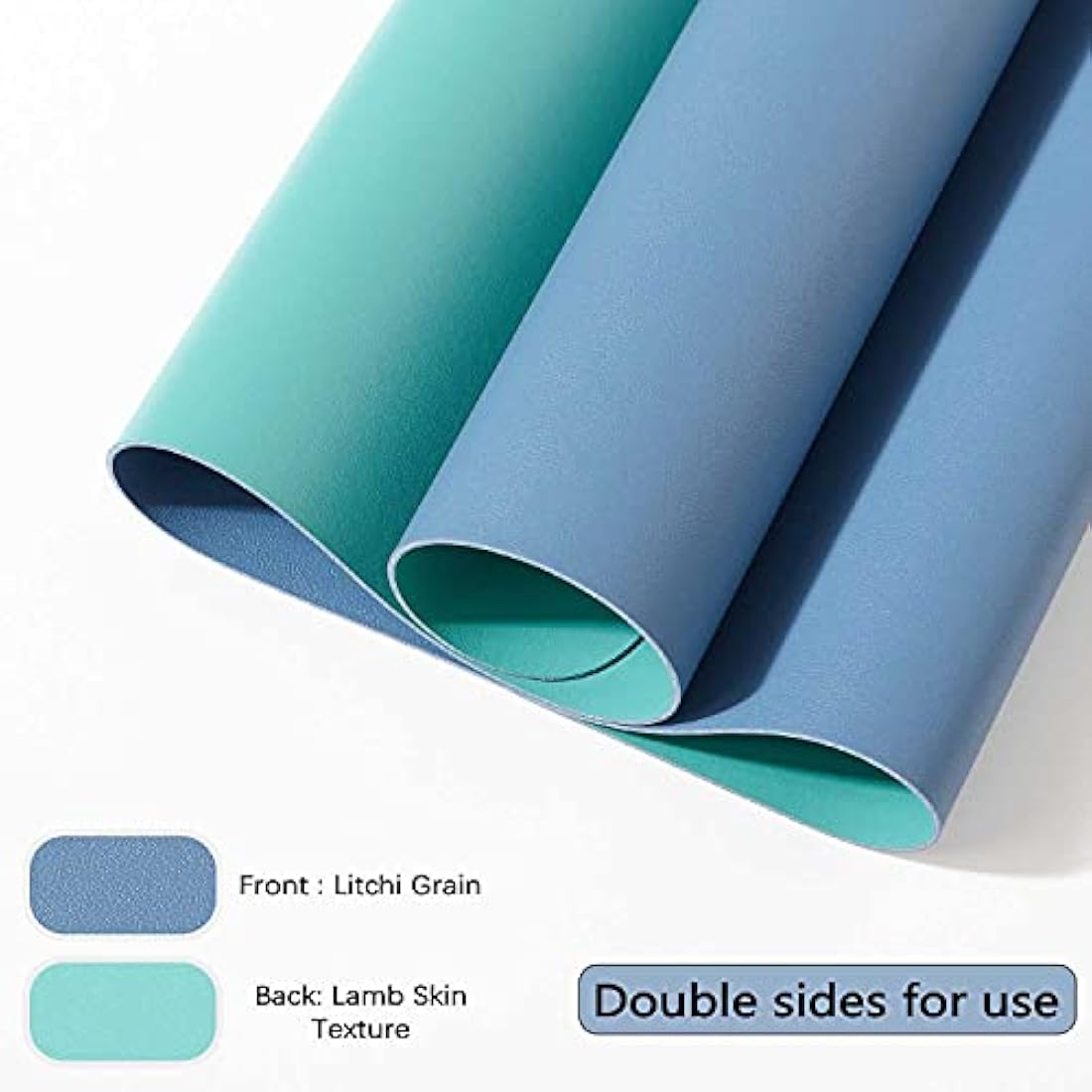 DOBAOJIA Desk Pad X-Large, Desk Mat, Desk Blotter, Laptop Pad, Extended Mouse Mat, Mouse Pad XXL, Writing Pad for Office/Home, Dual-Side Use PU Leather Waterproof 31.5" X 15.7"(Steel Blue/Green)