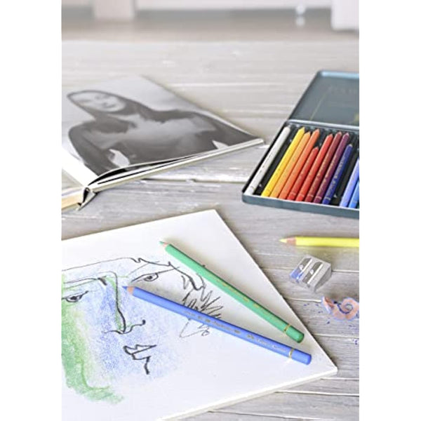 Faber-Castell A4 Sketch Pad & Tin Of 24 Polychromos Artists Colouring Pencils - Art Set For Adult Colouring Books, Craft Supplies, Drawing, Sketching, Lightfast Pencils, Schools, Home, College…