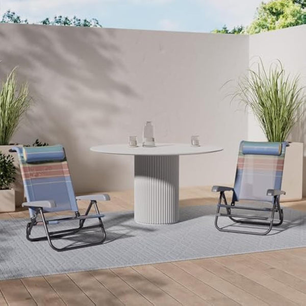 Homecall Beach Folding chair with rainbow textilene 7 position adjustable