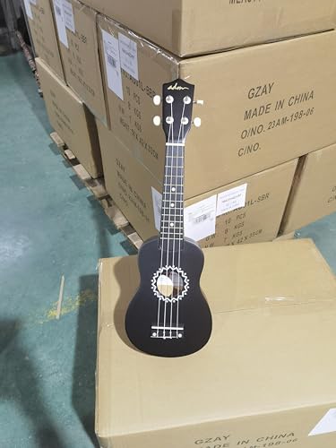 ADM Soprano Ukulele Set for Kids and Beginners, Ukulele Starter Kit with Bag, Clip-On Tuner, Rainbow Strings, Colourful Strap, Plectrum, Fingerboard Sticker, Chord Card (Dark Blue)