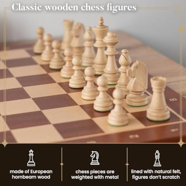 Classic STAUNTON Chess Set NO.6 | Master of Chess Wooden Chess Set | Handmade Tournament Chess Set Without Chess Table - Wooden Chess Pieces Only