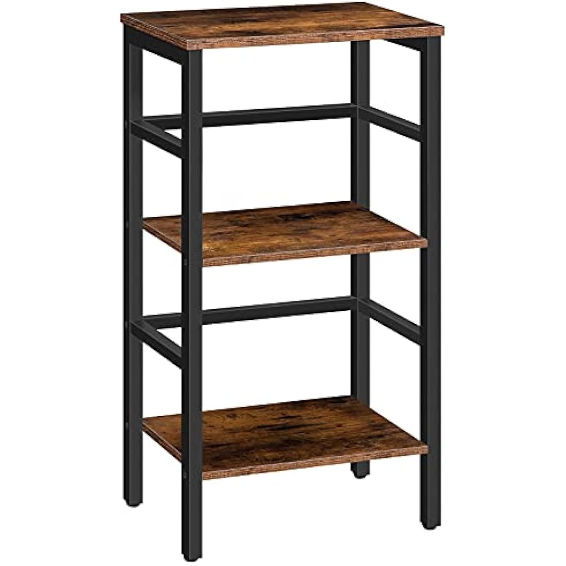 HOOBRO Tall Side Table, Record Player Stand, 3-Tier End Table, Plant Stand, 3-Layer Bookshelf, 40 x 30 x 80 cm, Industrial, for Living Room, Bedroom, Home Office, Kitchen, Rustic Brown EBF80CJ01