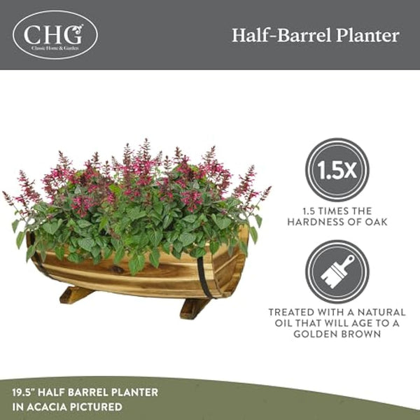 Classic Home & Garden Planters, Acacia Metal Oak Wood, 1 Pack