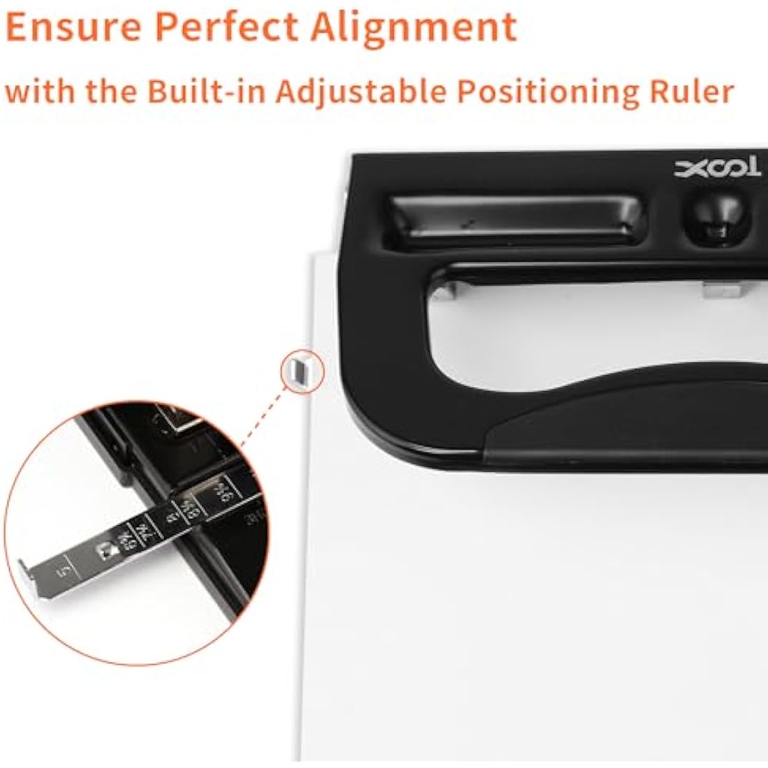 XOOL 3 Hole Punch, Heavy Duty Metal Hole Puncher for 2 or 3 Holes, 9/32" 7mm Hole Diameter, 40-Sheet Capacity, Adjustable Hole Spacing, Non-Slip Base for Office & School