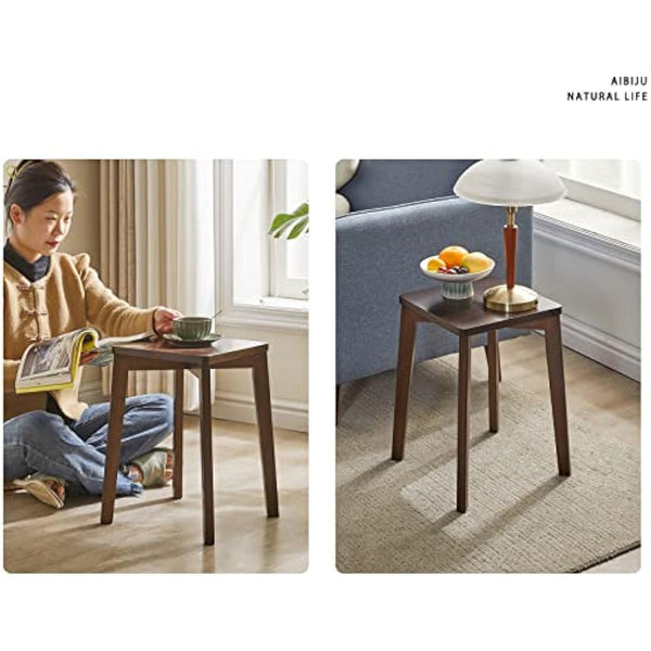 Aibiju Square Wooden Stool, Dressing Table Stool, Solid Wood Makeup Stool, Step Stool, Kids Small Table, Perfect Size for your Living Room, Bedroom (Brown, 1 Piece),YDEU-1500