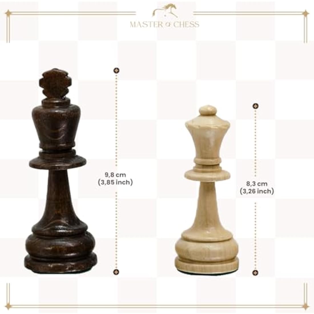 Classic STAUNTON Chess Set NO.6 | Master of Chess Wooden Chess Set | Handmade Tournament Chess Set Without Chess Table - Wooden Chess Pieces Only