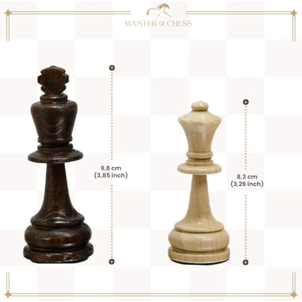 Classic STAUNTON Chess Set NO.6 | Master of Chess Wooden Chess Set | Handmade Tournament Chess Set Without Chess Table - Wooden Chess Pieces Only